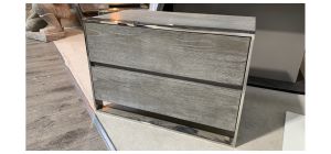 Wood And Chrome Grey Bedside Cabinet - Light Scratches Sold As Seen - Ex-display Showroom Product 49251