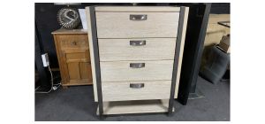 Wooden Industrial Chic 4 Drawer Chest Of Drawers - Sold As Seen - Ex-display Showroom Product 49265
