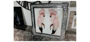 Twin Parrots In Crushed Glass Frame - Sold As Seen - Ex-display Showroom Product 49275
