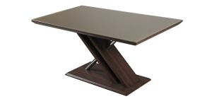 Cuba Dining Table Dark Wood effect with Khaki Glass and Chrome Legs