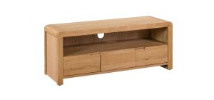 Curve TV Unit - Solid Oak with Real Oak Veneers