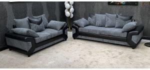 Dino Fabric 3 + 2 Seater Monty Metropolis Black and Grey