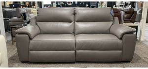 Garbo Electric 3 Seater Recliner And 2 Seater Static Grey Aniline Leather Newtrend, Available for delivery in 8 weeks