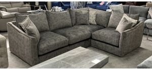 Blaise Fabric Corner Sofa RHF Grey Buffalo Suede With Gold Trim