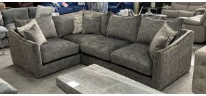 Blaise Fabric Corner Sofa LHF Grey Buffalo Suede With Gold Trim