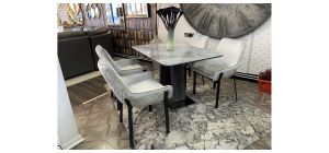 1.2m Grey Ceramic Dining Table With Chrome Base - Chairs Sold Separately