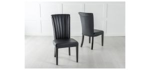 Ramona Black Leather Large High Back Dining Chair with Black Legs