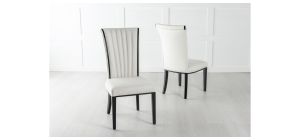 Ramona White Leather Large High Back Dining Chair with Black Legs