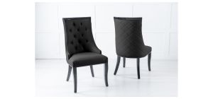 Torino Black Leather Large High Back Dining Chair with Black Legs