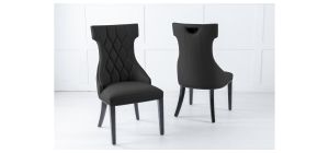 Tremiti Black Leather Large High Back Dining Chair with Black Legs