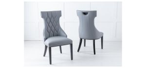 Tremiti Grey Leather Large High Back Dining Chair with Black Legs