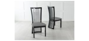 Venito Black High Gloss Slatted Back Dining Chair With Grey Seat Pads