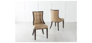 Zanetti Taupe Leather Dining Chair with Brown Legs