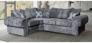Verona Grey LHF Scatter Back Fabric Corner Sofa With Chrome Legs