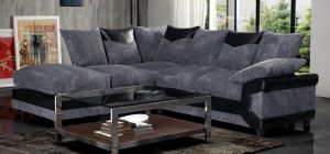 Dino Fabric Corner LHF Monty Metropolis Black and Grey Delivery up to 21-28 days