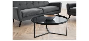 Loft Coffee Table - Smoked Glass - Black Metal