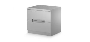 Manhattan 2 Drawer Bedside - Grey - Grey High Gloss - Coated Particleboard