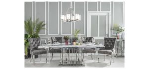 Mercury Grey Marble and Chrome Dining Table - 220cm