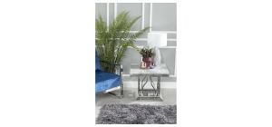 Mercury Grey Marble and Chrome Side Table