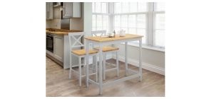 Marlow Bar Set - Elephant Grey & Oak - Hardwood Frame