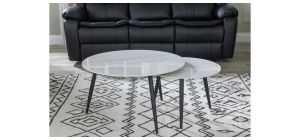 Sardinia White Round Ceramic Coffee Table (Set of 2)