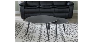 Sardinia Black Round Ceramic Coffee Table (Set of 2)