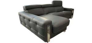Dubai Semi Aniline Leather Corner Sofa LHF Grey Pedro Ortiz Hand Made Sofa