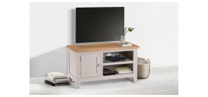 Richmond TV Unit - Elephant Grey - Low Sheen Lacquer - Solid Oak with Real Oak Veneers