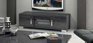 Sarah Grey Birch TV Unit With Central Sliding Door Assembled