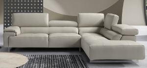 Wish Light Grey Newtrend Italian Semi Aniline Leather Corner Sofa With Adjustable Headrests RHF, Other colours available, Available for delivery in 8 weeks