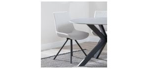 Elliot Cream Fabric Swivel Dining Chair with Black Legs