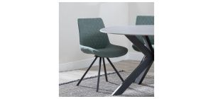 Elliot Green Fabric Swivel Dining Chair with Black Legs