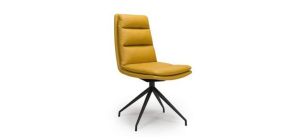 Hadley Yellow Leather Swivel Dining Chair with Black Legs
