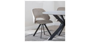 Juno Beige Fabric Swivel Dining Chair with Black Legs