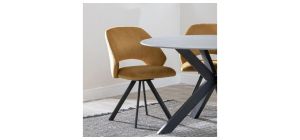 Juno Mustard Fabric Swivel Dining Chair with Black Legs