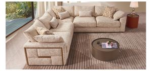 Venus Square Arm Beige 2C2 Fabric Corner Sofa 
