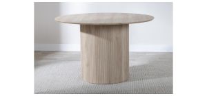 Renzo Oak Round Dining Table with Fluted Ribbed Drum Base - 120cm