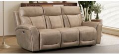 Icon Sand Fabric 3 And 2 Power Recliner Sofa Suite With USB USB-C Fast Charging And Contrast Stitching