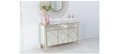 Cairo Mirrored Gold Trim Large Sideboard - 3 Doors