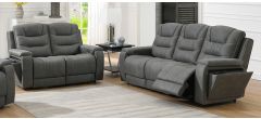 Nole Charcoal Easy To Clean Fabric 3 And 2 Electric Recliner Sofa Suite With Fold Away Arm Console Storage Cup Holder Wireless Charger And USB USB-C