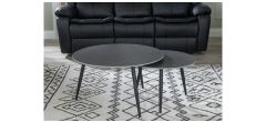 Sardinia Black Round Ceramic Coffee Table (Set of 2)