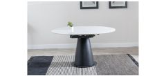 Clara 135cm White Sintered Stone Round Dining Table with Black Pedestal Base