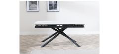 Flavia White Sintered Stone Extending Dining Table with Black Cross Base - 160cm-220cm