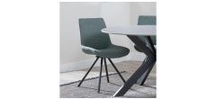 Elliot Green Fabric Swivel Dining Chair with Black Legs