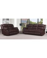 Roman Brown Bonded Leather 3 + 2 + 1 Sofa Set Manual Recliner - 6 Weeks Delivery