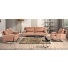 Foster Camel Suede 3 + 2 + 1 Sofa Set With Chrome Legs Newtrend Available In A Range Of Leathers And Colours 10 Yr Frame 10 Yr Pocket Sprung 5 Yr Foam Warranty