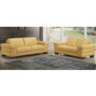 Megane Yellow Leather 3 + 2 Sofa Set With Wooden Legs Newtrend Available In A Range Of Leathers And Colours 10 Yr Frame 10 Yr Pocket Sprung 5 Yr Foam Warranty