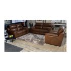 Garbo Brown Leather Newtrend 3 + 2 + 1 Sofa Set With Wooden Legs
