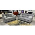 Light Grey Fabric 3 + 2 Sofa Set With Scatter Cushions And Wooden Legs