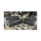 Holden Two Tone Grey Leathaire 3 + 2 Manual Recliner Sofa Set